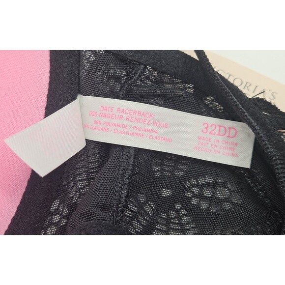 Pink By Victorias Secret Lace Push-Up Size 32DD Black Front Clasp NWT - Picture 9 of 9